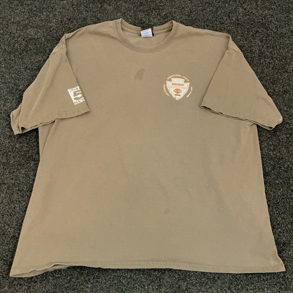 Harley-Davidson Shirt Mens 2XL Brown Open House Kansas City 2007 Graphic T Shirt